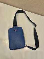 CHEST BAG 20 IN CLASSIC BLUE SAFFIANO LEATHER
