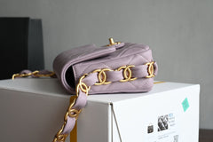 CHANEL 25S FLAP BAG 21 CM IN LIGHT PURPLE LAMBSKIN WITH GOLD HARDWARE