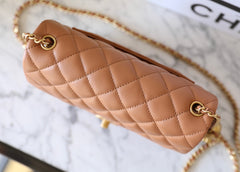 CHANEL 25S FLAP BAG 20 CM IN LIGHT BROWN LAMBSKIN WITH GOLD HARDWARE