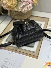 SMALL CARO BACKPACK 20 IN BLACK MACROCANNAGE LAMBSKIN