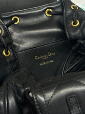 SMALL CARO BACKPACK 20 IN BLACK MACROCANNAGE LAMBSKIN