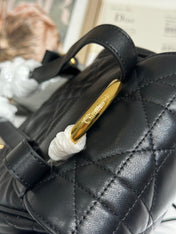 MEDIUM CARO BACKPACK 27 IN BLACK MACROCANNAGE LAMBSKIN