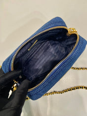 MINI BAG 14 IN AZURE BLUE DENIM GOLD HARDWARE