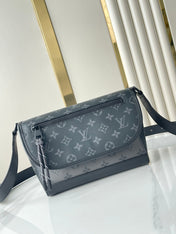 PULSE MESSENGER 26 IN GUN METAL MONOGRAM ECLIPSE COATED CANVAS