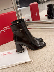 VIV' PODIUM BOOTIES IN BLACK LAMBSKIN