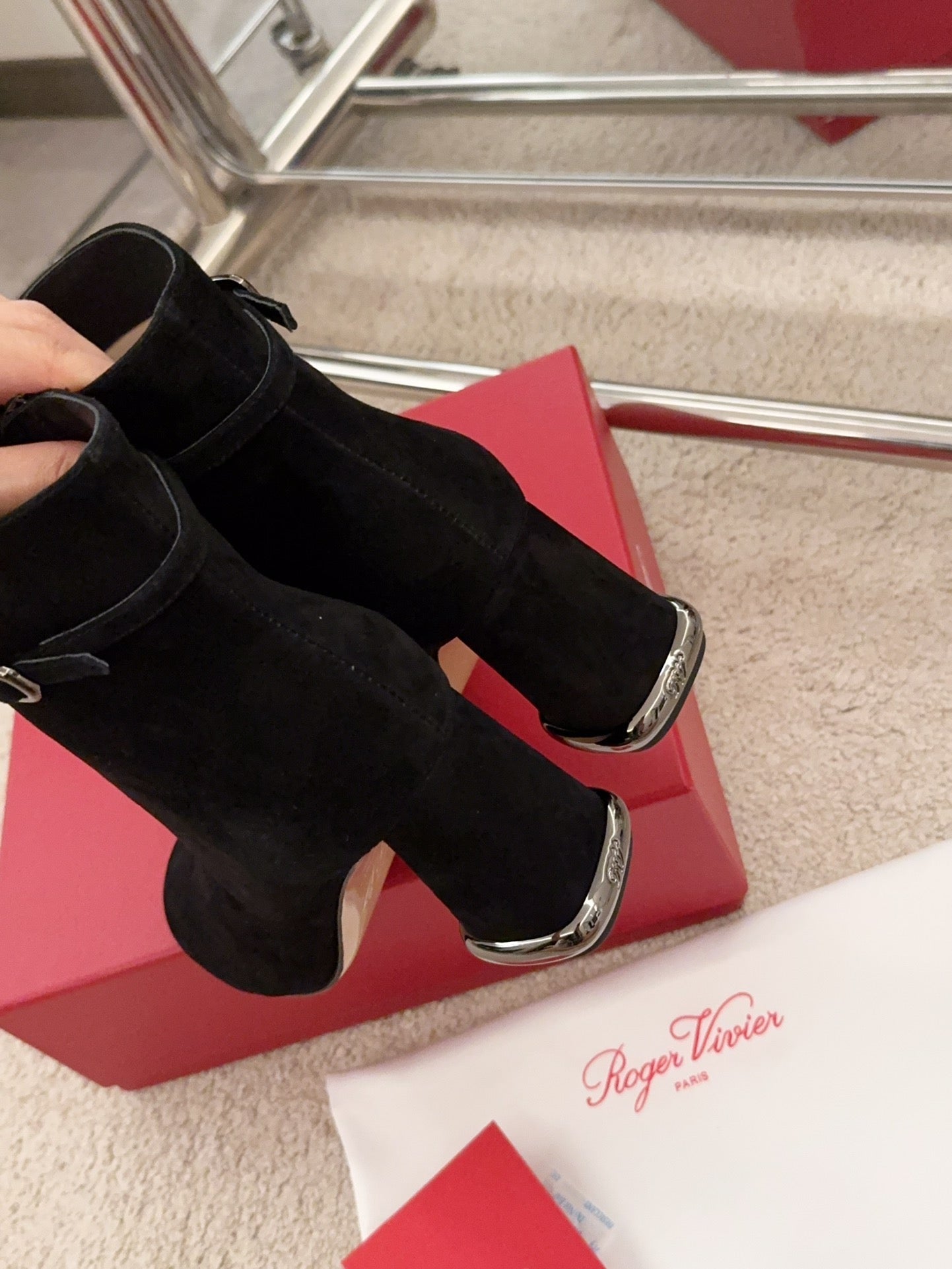 VIV' PODIUM BOOTIES IN BLACK SUEDE