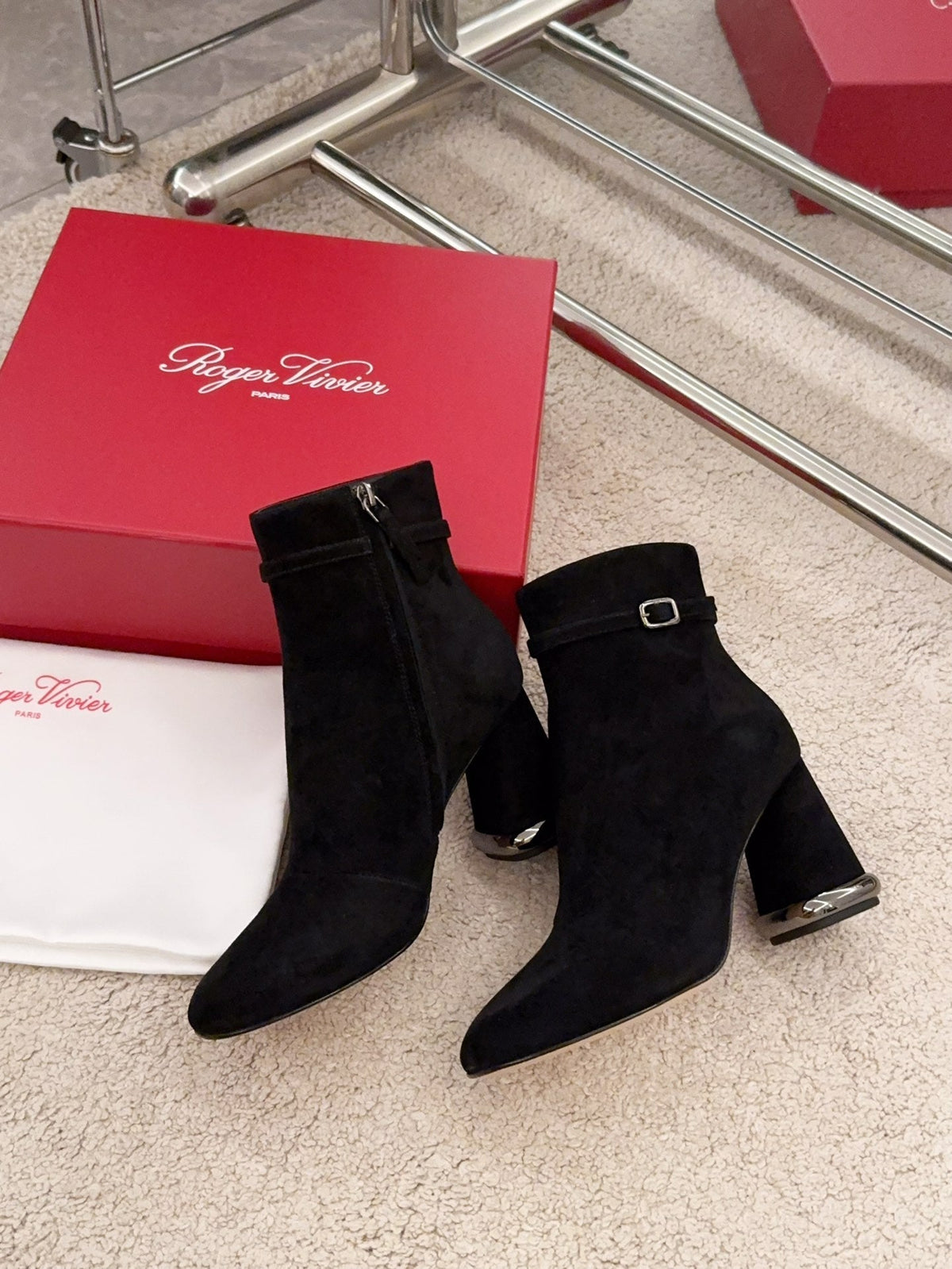 VIV' PODIUM BOOTIES IN BLACK SUEDE