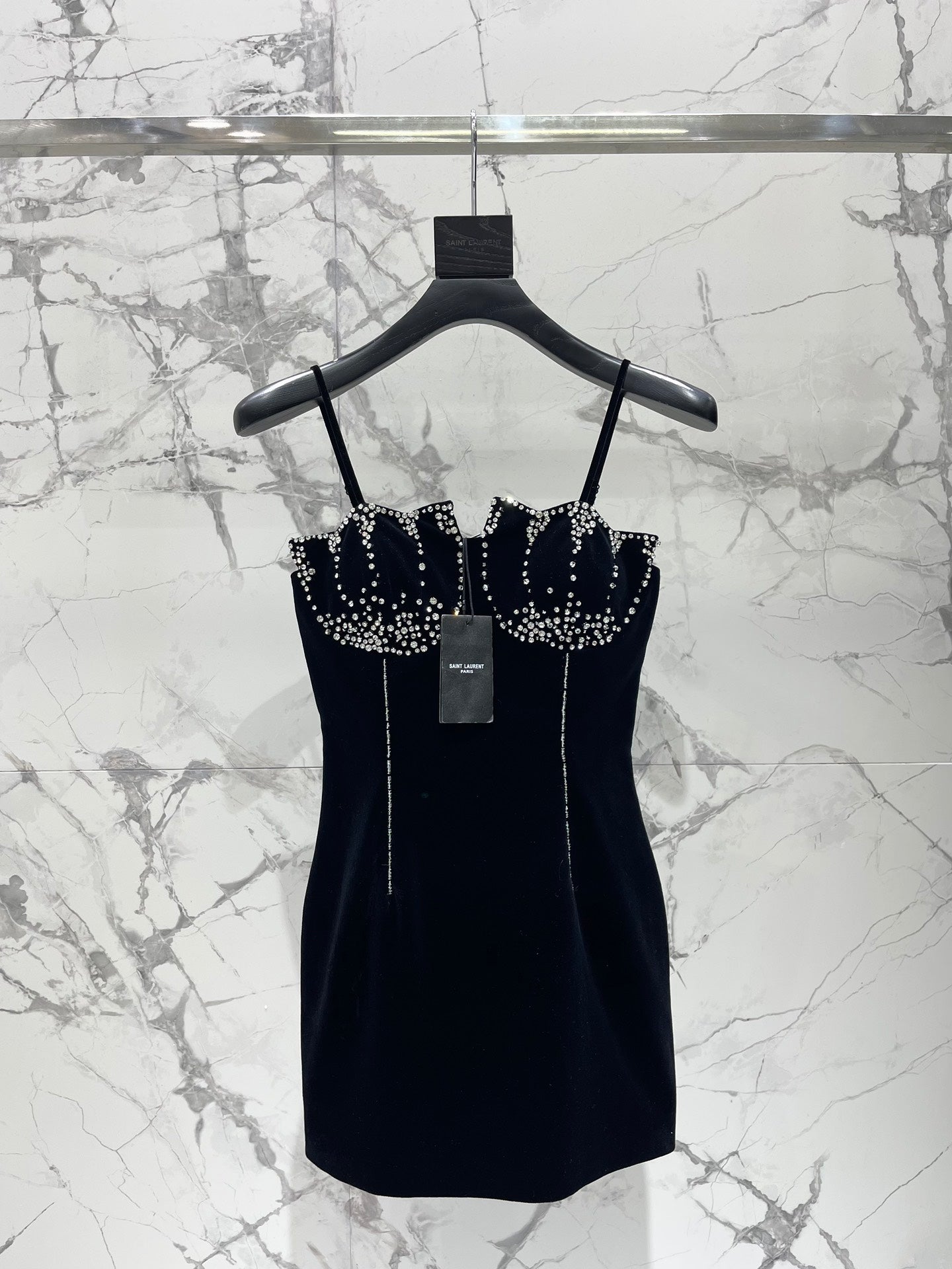 YSL 25S VELVET RHINESTONE DRESS STYLE 179