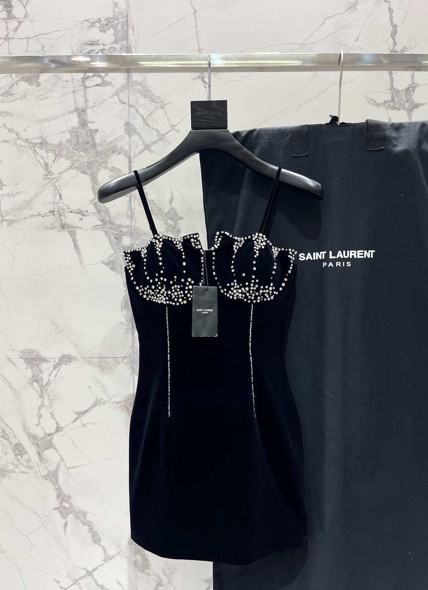 YSL 25S VELVET RHINESTONE DRESS STYLE 179