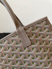 ANJOU MINI BAG 20 IN GREY MIX GREEN GOYARDINE CANVAS AND CALFSKIN