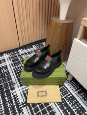 GG LOAFER WITH WEB IN BLACK CALFSKIN