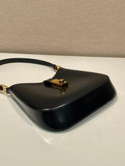 CLEO SHOULDER BAG 22 IN BLACK BRUSHED LAMBSKIN WITH CLASP CLOSURE