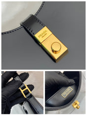 CLEO SHOULDER BAG 22 IN BLACK BRUSHED LAMBSKIN WITH CLASP CLOSURE