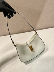 CLEO SHOULDER BAG 22 IN WHITE BRUSHED LAMBSKIN WITH CLASP CLOSURE