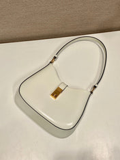 CLEO SHOULDER BAG 22 IN WHITE BRUSHED LAMBSKIN WITH CLASP CLOSURE