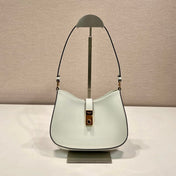 CLEO SHOULDER BAG 22 IN WHITE BRUSHED LAMBSKIN WITH CLASP CLOSURE