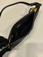 TRIANGLE LOGO SHOULDER BAG 24 IN BLACK SMOOTH CALFSKIN