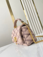 GO-14 MM 23 IN LIGHT PINK QUILTED LAMBSKIN GOLD HARDWARE