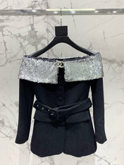 YSL 25S OFF-SHOULDER SEQUIN JACKET STYLE 185