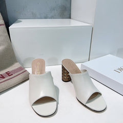 ICON HEELED SLIDE WHITE CALFSKIN 95 MM