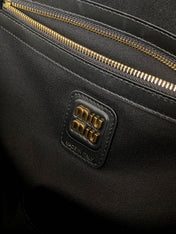 BEAU TOP HANDLE BAG 34 IN LODEN GREEN TARTAN AND BLACK LEATHER TRIM