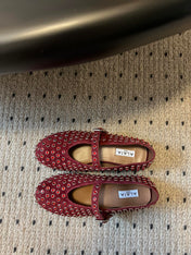 STRASS BALLET FLATS IN BERRY RED LAMBSKIN