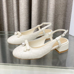 PEARL MARY JANE SLINGBACKS IN WHITE LAMBSKIN 30 MM