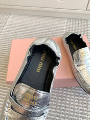 NAPPA LOAFERS IN SILVER METALLIC LAMBSKIN