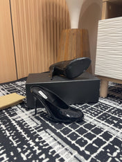 HIGH-HEEL 10 CM MULES IN BLACK PATENT CALFSKIN