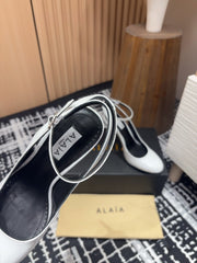 SLINGBACK HEEL 10 CM IN WHITE PATENT CALFSKIN