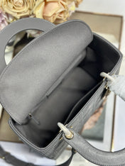 LADY SMALL BAG 24 IN GREY MACROCANNAGE LAMBSKIN GOLD HARDWARE