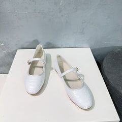 WHITE PYTHON PRINT LEATHER BALLET FLATS