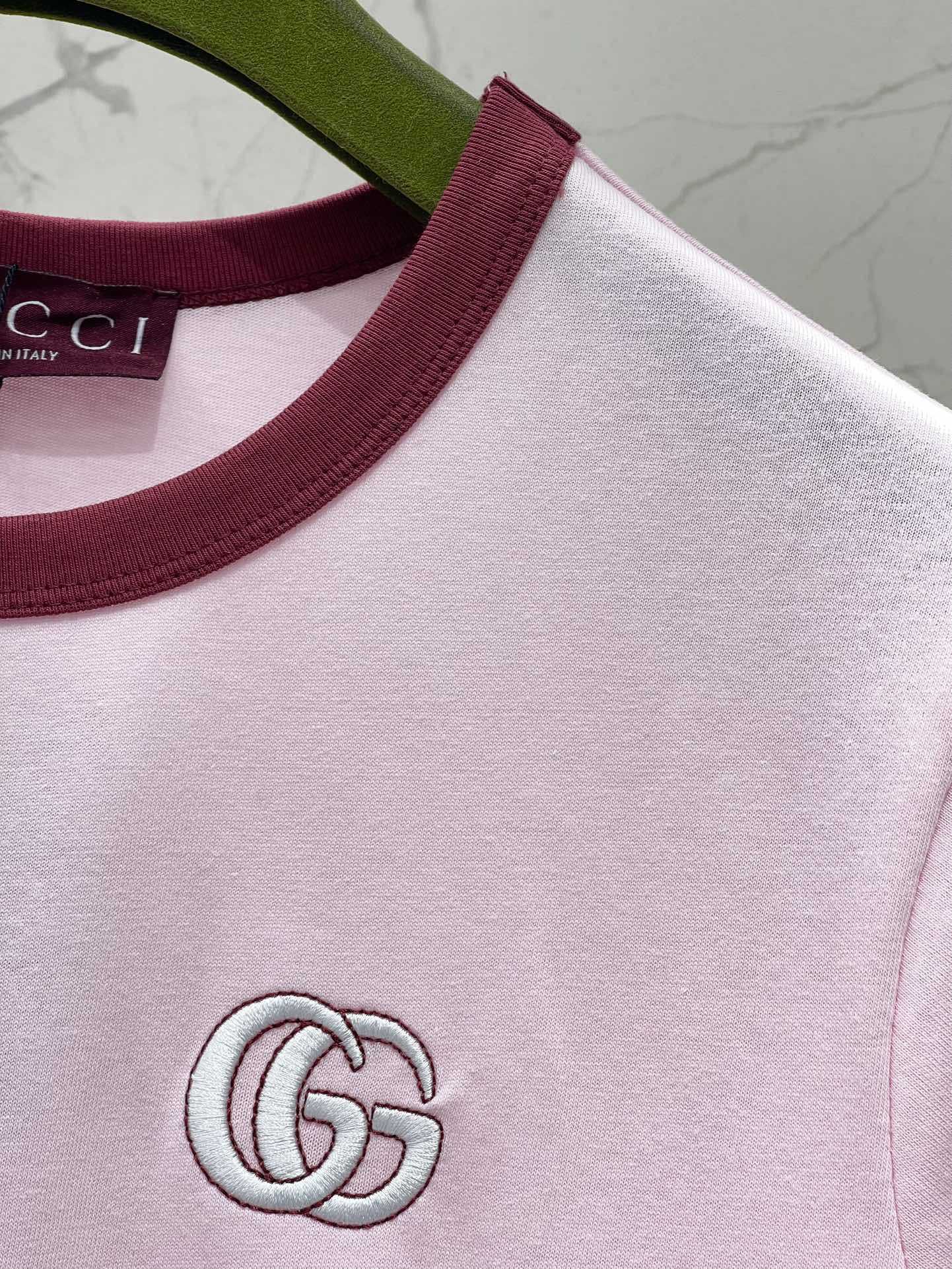 Gucci Embroidered Short Sleeves T-shirt Pink Cotton
