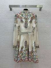 Zimmerman Midi Dress Beige Embroidered with Floral Patterns Cotton 226185