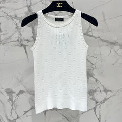 CC White Knitted Fabric Vest