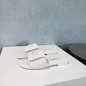 KNIT WHITE FABRIC FLAT SLIDE