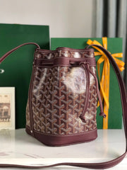 PETIT FLOT BUCKET BAG 22 IN WINE RED GOYARDINE CANVAS AND LAMBSKIN TRIM