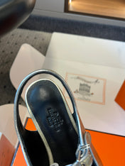 KLEO SLINGBACK IN SILVER CALFSKIN