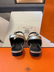 KLEO SLINGBACK IN SILVER CALFSKIN