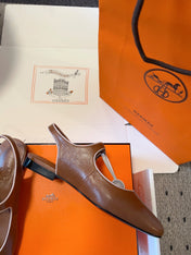 KLEO SLINGBACK IN BRONZE BROWN CALFSKIN