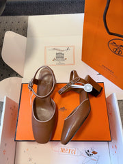 KLEO HIGH SLINGBACK IN BRONZE BROWN CALFSKIN