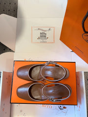 KLEO HIGH SLINGBACK IN BRONZE BROWN CALFSKIN