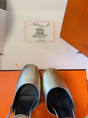 KLEO HIGH SLINGBACK IN SILVER CALFSKIN