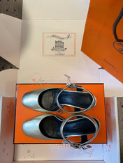 KLEO HIGH SLINGBACK IN SILVER CALFSKIN