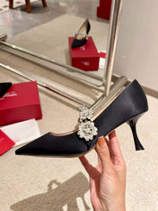 EFFLORESCENCE MARY JANE PUMPS IN BLACK SILK