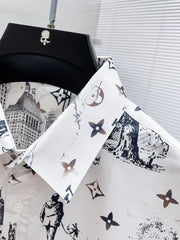 LV LONG-SLEEVED SHIRT WHITE COTTON ALLOVER MONOGRAM CITY WALK PRINT 238817