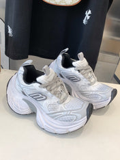 DAD SHOES IN SILVER WHITE MESH AND CALFSKIN