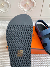 HM 26S CHYPRE SANDAL WITH BACK STRAP IN BLUE SUEDE