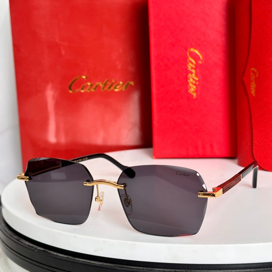 SANTOS SQUARE FRAME SUNGLASSES 524481 IN METAL AND WOODEN