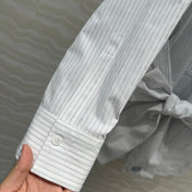 Loewe Pinstriped Shirt Dress White Cotton